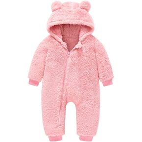 Newborn Baby Baby Girls Boys Winter Jumpsuit Snowsuit Cartoon Bear Warmer Cotton Fleece Hooded Romper Coat Clothes