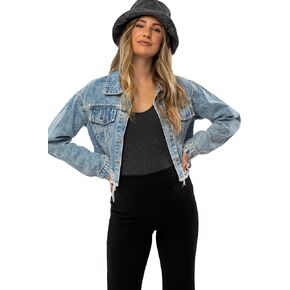 PinkBlush Light Distressed Cropped Maternity Jacket