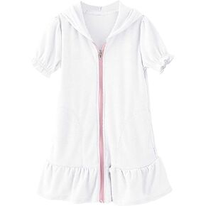 Girl Swim Cover Up Kids Beach Swimsuit Coverup Terry Zip-Up Bathing Suit Beach Pool Clothes Swimwear with Pockets