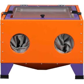 25 Gallon Bench Top Portable Sand Blaster Cabinet Kit 40-80PSI 5CFM Power Sand Blasters - Heavy Duty Steel Construction Air Sandblasting Cabinet w/Spray Gun for Rust Removal, Stain, Paint