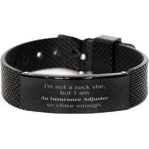 Insurance Adjuster Black Shark Mesh Bracelet - So Close to a Rockstar for the Insurance Adjuster in Your Life - Perfect Birthday or Christmas Gifts Idea
