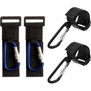 Stroller Hooks for Bags - 4 Pack Toddler Stroller Attachment & Luggage Hook, Universal Pushchair Carabiner Clips for Pram, Stroller Accessories (Black and Blue)