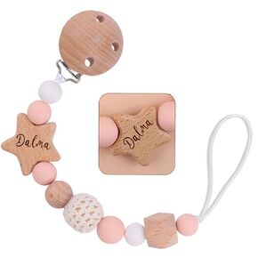 Personalized Stroller Clip with Name for Girls Custom Pacifier Clip with Name