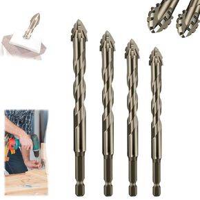 4 Flute Eccentric Drill Bit Set, 2025New Four-Flute Sawtooth Eccentric Drill Bits, High-Strength Eccentric Twist Drill Bit, Vrsgs Magnetic Drill Bits, for Metal, Stone, Glass (6 pcs (4/5/6/8/10/12))