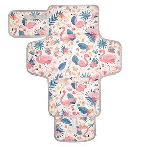 Reusable Changing Table Pads with Tissue Pocket Changing pad for Changing Table with Built-in Pillow Pink Flamingo Flowers