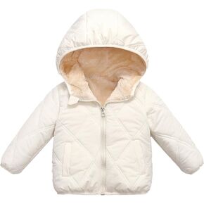 Happy Cherry Toddler Boys Girls Fleece Lined Warm Coats Winter Hooded Down Jacket Quilted Padded Puffer Outwear 1-6Y