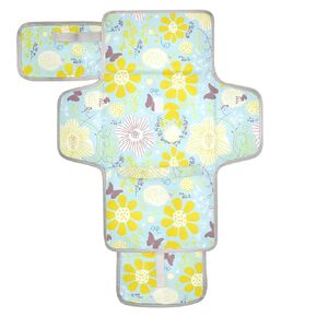 Reusable Changing Table mat with Tissue Pocket Travel Changing pad for Baby Lightweight & Foldable Changing Station Spring Flowers Light Color