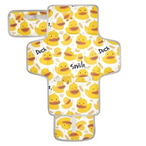 Reusable Changing Table Pads with Tissue Pocket Portable Baby Changing pad for Girl & Boy Cute Simple Ducks Yellow