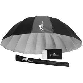 Cheetah Stand DP65PS -65" Reflective Pebble Silver Umbrella with White Diffuser Cloth and Fiberglass Rods
