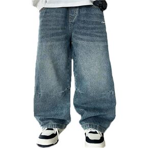Baby and Toddler Boys'Jeans Trendy Wide Leg Jeans Classic Vintage Trousers Y2k Vacation Beach Pant with Pockets