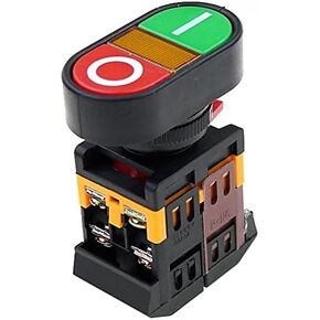 22mm 220V AC ON/Off Start Stop 1 NO NC APBB-22N Double Key Double Position with LED Yellow lamp Control Button Switch Reset (Size : 24V)