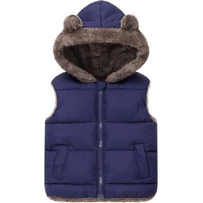 Toddler Boys Girls Hooded Puffer Vest Padded Warm Winter Jacket Sleeveless Bear Ears Coat