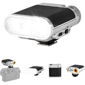 VILTROX Vintage Z1 Retro Camera Flash – Hot Shoe Speedlite for DSLR & Mirrorless Cameras, Type-C Fast Charging, Adjustable Brightness, Detachable Softbox, Portable Photography Lighting