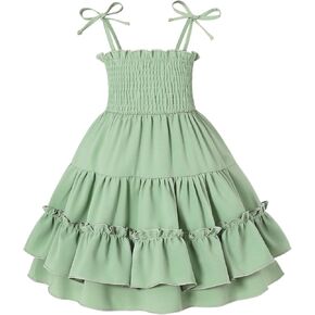 Happy Town Toddler Baby Girl Halter Boho Sundress Casual Smocked Dress Ruffle Hem Beach Summer Dresses Spring Ouftits