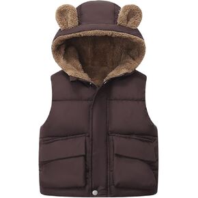 Baby Boy Girl Quilted Sleeveless Jacket Hooded Puffer Vest Full Zip Waistcoat Fleece Lined Light Gilet Outwear
