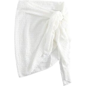 Women Swimsuit Cover Up Summer Beach Solid Knot Side Cover Up Skirt