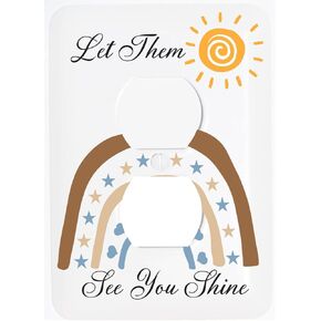 You are My Sunshine Boho Sun and Rainbow Boys Light Switch Plate and Outlet Covers Bohemian Wall Plate Nursery Decor (Single Toggle)