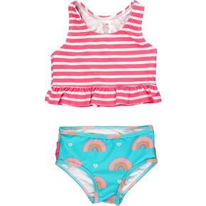 RuffleButts Baby/Toddler Girls UPF50+ Ruffle Tankini 2-Piece Swimsuit