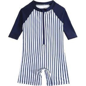 Baby Swimsuit Boy Infant One Piece Rash Guard Bathing Suit Short Sleeve Zipper Toddler Boys Beach Swimwear