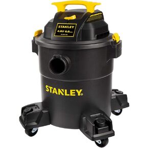 STANLEY 6 Gallon Wet Dry Vacuum, 4 Peak HP Poly 3 in 1 Shop Vac Blower with Powerful Suction, Multifunctional Shop Vacuum W/ 4 Horsepower Motor for Job Site,Garage,Basement,Workshop SL18116P