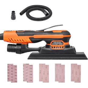 HappyBuy ورقة Sander ، 3/8 ورقة 3A EC Sander بدون فرش ، ماكس. 10000 دورة في الدقيقة ورقة سرعة التشطيب صنفرة مع 10pcs الرملية ومحول الفراغ لأعمال الخشب