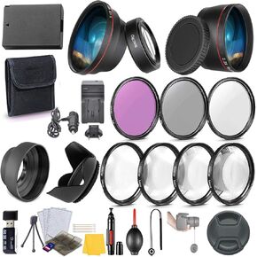 58mm Essential Camera Filters, Marcos & Battery Accessory Kit for Canon EOS Rebel T7, T6, T5, T3, 2000D, 1300D, 1200D, 1100D DSLRs (23 Pcs)