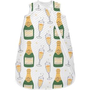 vvfelixl Toddler Sleep Sack for Newborn Champagne Bottle Baby Wearable Blanket Sleeveless Swaddle Transition Sleeping Bags for Infant Babys Sleep Suit for 12-24 Months