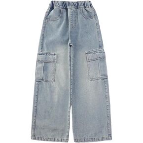 Jeans Pants for Grils High Waist with Pockets Fashion Leisure Style Soft Fit Casual Comfy Fashion Toddler Trousers