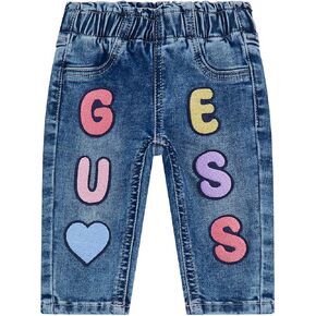 GUESS Baby Girls' Stretch Denim Pants with Letters