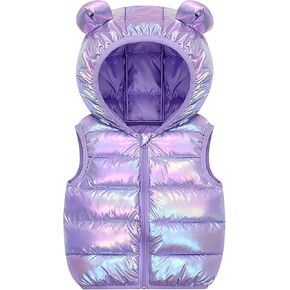 Toddler Winter Autumn Boys Girls Sleeveless Flash Outer With Ears Hat Zipper Down Vest Boy Coat Snow Coat Vest for Boys