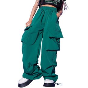 Wide Leg Jeans for Grils High-Waisted Work Cargo Pants Pocket Breathable Sweatpants Fashion Cute Toddler Trousers
