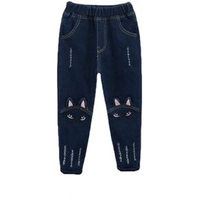 Fashion Jeans for Grils Pattern Leisure Style Trendy Breathable Soft Fit Elasticity Comfy Fashion Toddler Trousers