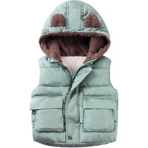 Boys and Toddler's Hooded Puffer Vest Fleece Sherp𝐚 Lined Sleeveless Bear Ears Down Coat Baby Girls