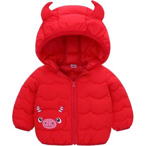 Mmoneyake Winter Down Coats for Kids Baby Boys Girls Lightweight Puffer Padded Jacket with Bear Hoods Warm Infant Outerwear