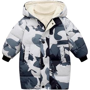 Winter Down Coats for Kids Baby Boys Girls Long Hooded Puffer Jacket Outerwear Thicken Puffer Windbreaker Outwear