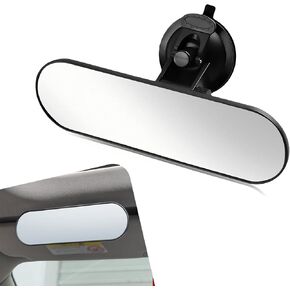 Rear View Mirror, Larger and Wider Enlarged Vision HD Glass Mirror, Anti-glare Multifunctional Rear Seat Baby Observation Accessories with Suction Cup, for Most Cars Trucks (White)