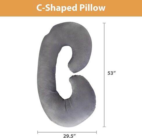 J-Shape Pregnancy Pillows, 55 Inch Maternity Full Body Pillow with Washable Velvet Cover, Nursing Support Pillow, Support for Back, HIPS, Legs, Belly for Pregnant Women Side Sleeping in Saudi Arabia