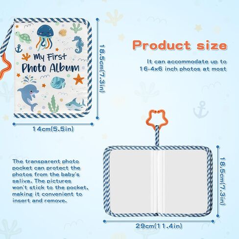 Baby's First Family Album - Soft Cloth Photo Book Gift Set with Baby-Safe Mirror | 5.5x7 Inch Holds 17 Photos Fabric Memory Book for Newborns, Toddlers, Baby Showers in Saudi Arabia