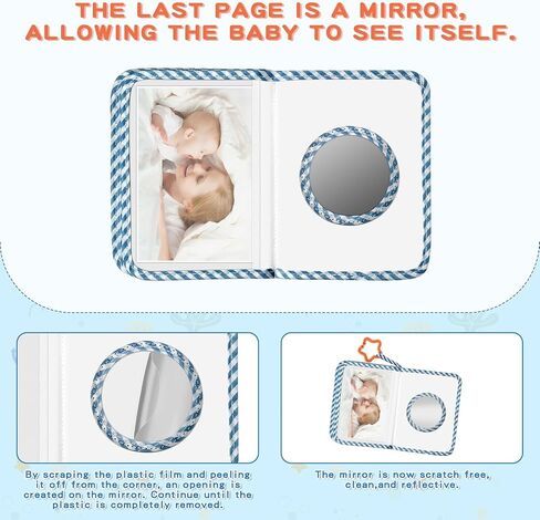 Baby's First Family Album - Soft Cloth Photo Book Gift Set with Baby-Safe Mirror | 5.5x7 Inch Holds 17 Photos Fabric Memory Book for Newborns, Toddlers, Baby Showers in Saudi Arabia
