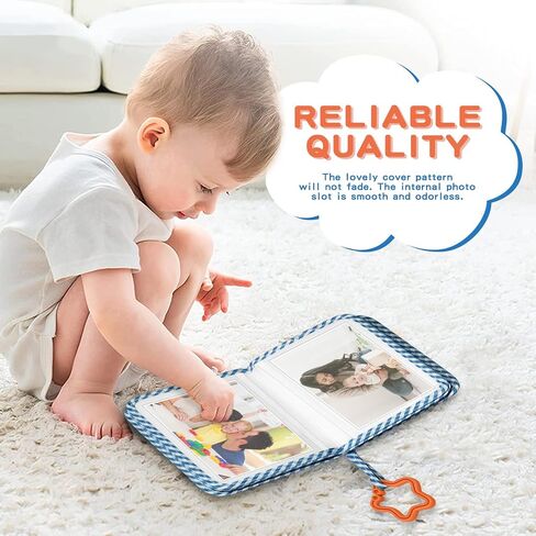Baby's First Family Album - Soft Cloth Photo Book Gift Set with Baby-Safe Mirror | 5.5x7 Inch Holds 17 Photos Fabric Memory Book for Newborns, Toddlers, Baby Showers in Saudi Arabia