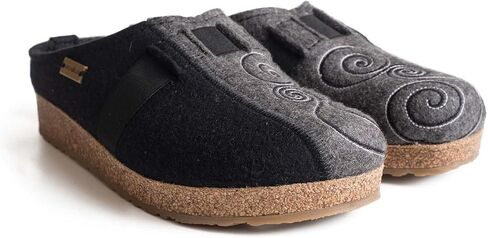 HAFLINGER Women's Magic Clogs-and-Mules-Shoes, Black/Grey, 12 in Saudi Arabia