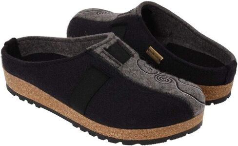 HAFLINGER Women's Magic Clogs-and-Mules-Shoes, Black/Grey, 12 in Saudi Arabia