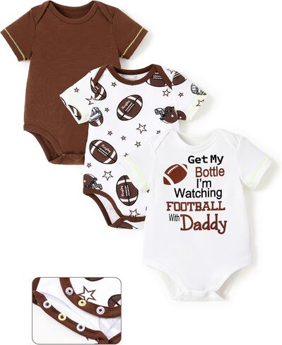 PATPAT Baby Bodysuits Rayon Super Durable - Short Sleeve for Boys and Girls - Newborn Infant Unisex Gift Clothes - 3 Pack in Kuwait