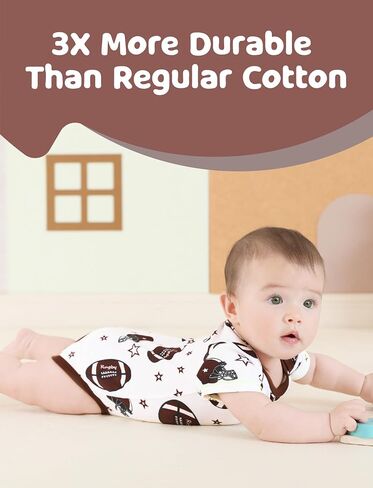 PATPAT Baby Bodysuits Rayon Super Durable - Short Sleeve for Boys and Girls - Newborn Infant Unisex Gift Clothes - 3 Pack in Kuwait