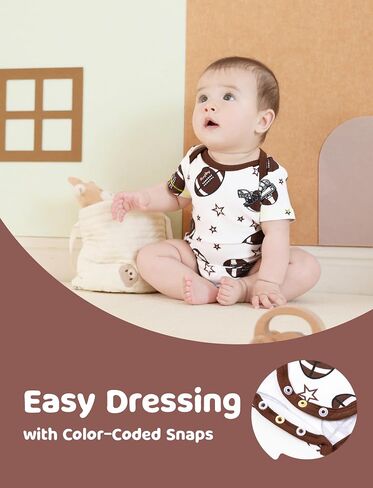 PATPAT Baby Bodysuits Rayon Super Durable - Short Sleeve for Boys and Girls - Newborn Infant Unisex Gift Clothes - 3 Pack in Kuwait