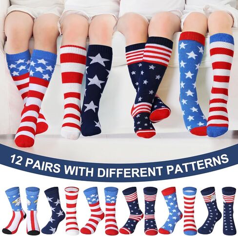 Breathffy 12 Pairs Kids St. Patrick's Day Crew Socks Kids Novelty Crew Socks Novelty Design Crew Socks for Kids Boys Girls Fits Kids 6-15 Years in Saudi Arabia