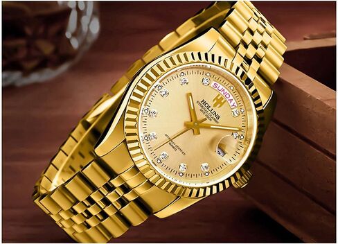 HUNRUY 41MM Mens Luxury Quartz Watch with Calendar Luminous Waterproof Wrist Watches in Saudi Arabia