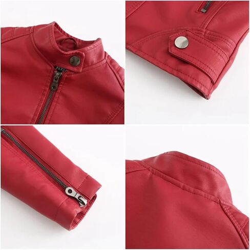 Women Leather Jacket Spring Autumn PU Leather Coat Stand-Up Collar Motor Biker Jacket in Saudi Arabia