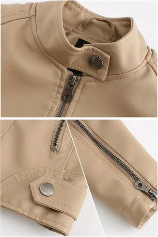 Women Leather Jacket Spring Autumn PU Leather Coat Stand-Up Collar Motor Biker Jacket in Saudi Arabia