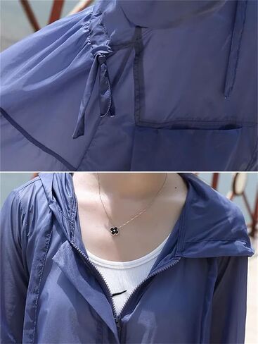 Women's Jacket Zipper Hooded Sun Protection Clothing Loose Breathable UV Protection Outerwear Tops in Saudi Arabia